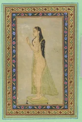 Lady at Prayer, Album folio med maleri, ca. 1900